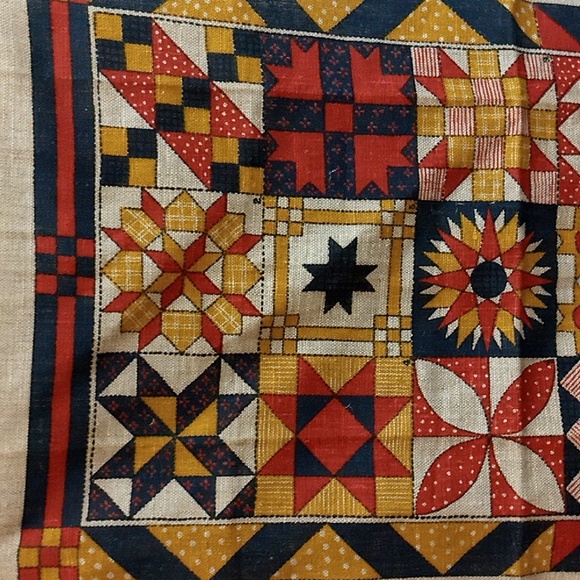 Kay Dee Patchwork Quilt Sampler Sunflower Linen Tea Towel - Picture 2 of 3